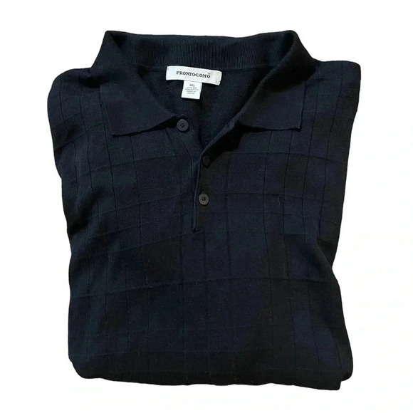 Pronto Uomo Men’s Silk Blend Collared Polo Sweater Grid Knit Size XXL - Picture 1 of 8